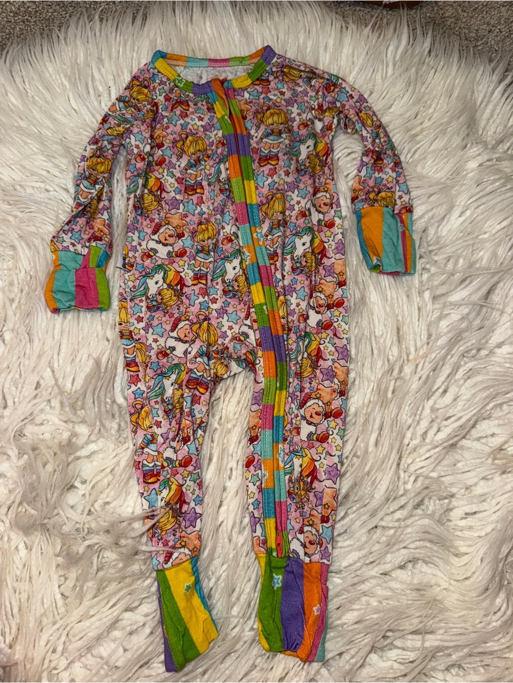 &ME Rainbow Character Zip Footed One-Piece Pink Multicolor